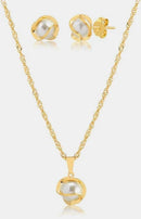 Conjunto Ouro 18k Colar e Brinco Ponto de Luz